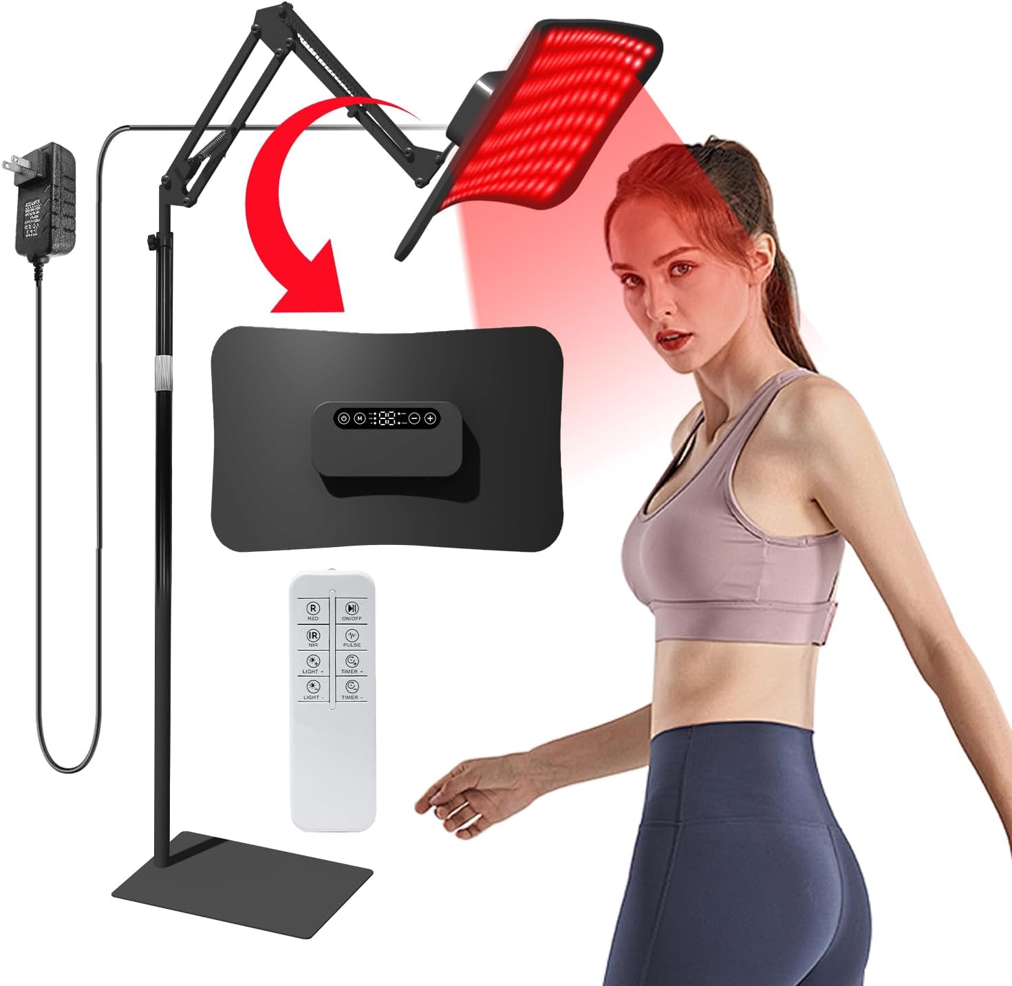 Red Light Therapy Panel 660 850 - 赤色光療法パネル、調整可能なスタンド付き、デュアルチップ660&850nm LED近赤外線ライトデバイス、肌の健康、痛みの緩和用