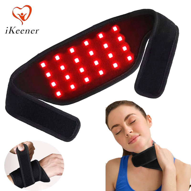 Red Light Therapy Panel 660 850 - 660nm赤色光赤外線850nm治療ベルトネック24個ビーズ入り、肌の引き締め、首の痛み緩和、スキンケア保護ネックラップ