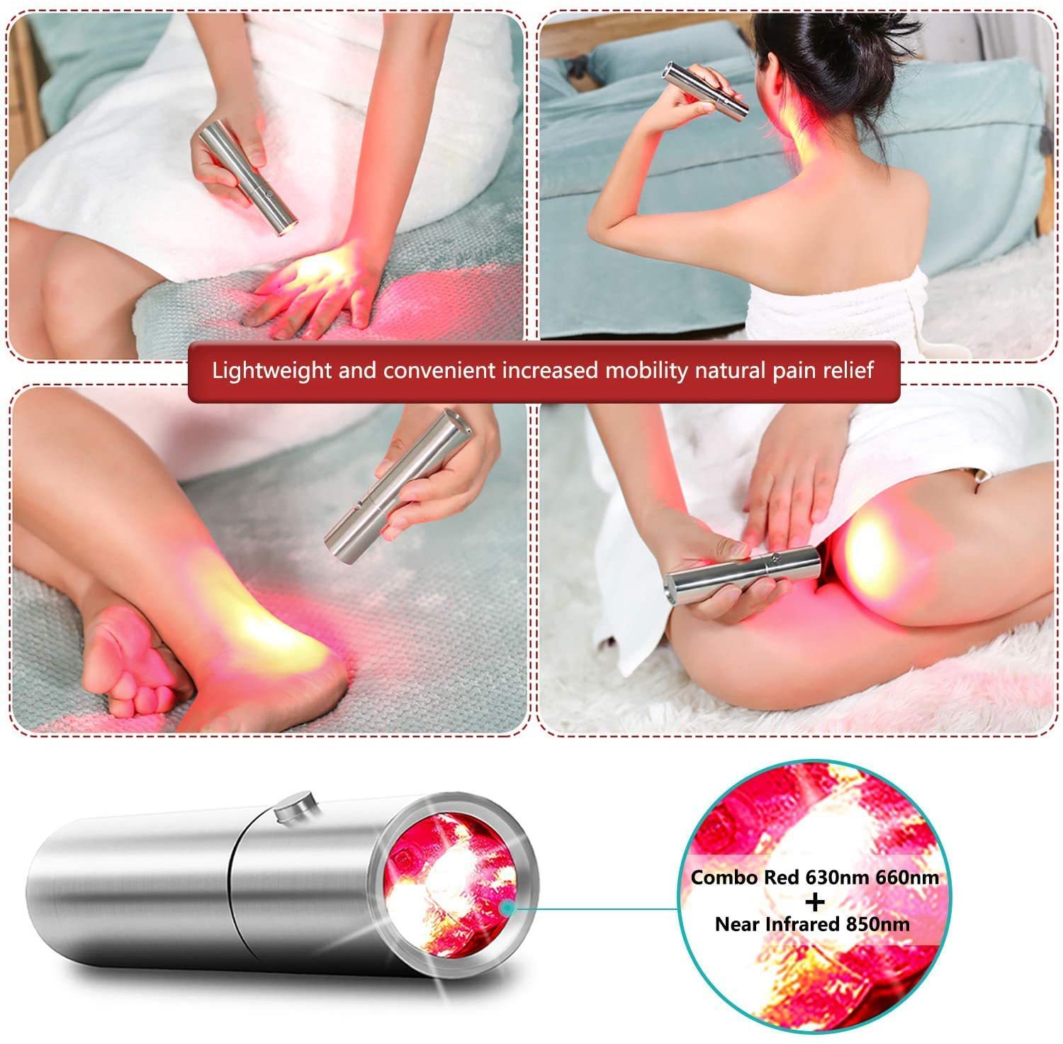 Red Light Therapy Torch 660Nm - E2 ポータブル LED 懐中電灯 630NM 660NM