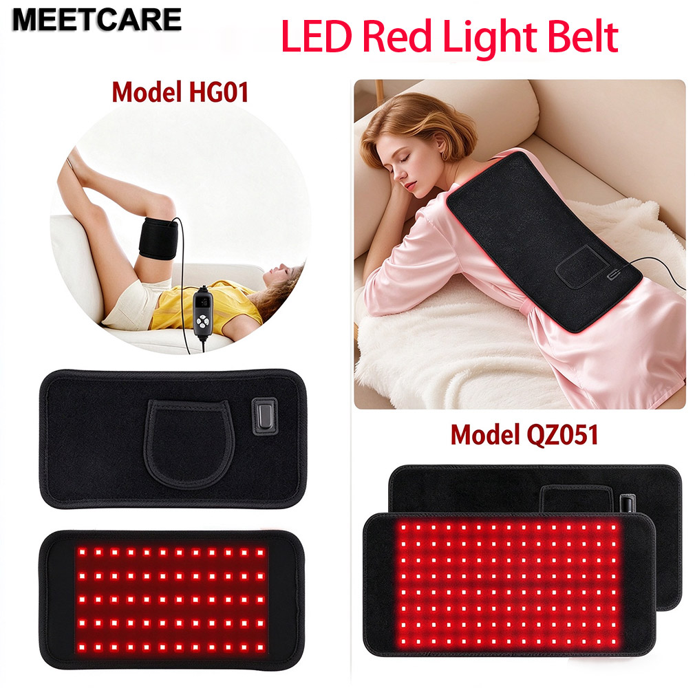 Red Light Therapy Panel 660 850 - LED赤色光腰ベルト QZ051 120個のLEDライト（660nm、850nm）、HG01 60個のLEDライト、腰、腕、背中、筋肉、肩の赤外線療法用。