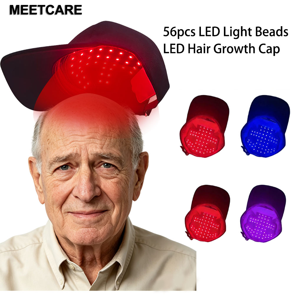 Red Light Therapy Panel 660 850 - 育毛キャップ 660nm 850nm 赤外線レッドライトセラピーデバイス 56個のLEDライトビーズ搭載 育毛・脱毛治療ケア用