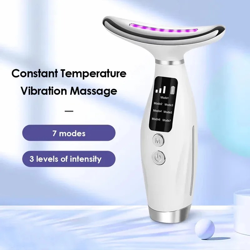 首と顔の引き締めマッサージ器。7色のLEDライトによる光療法 - Photon Light Therapy Device Skin のレビューと価格