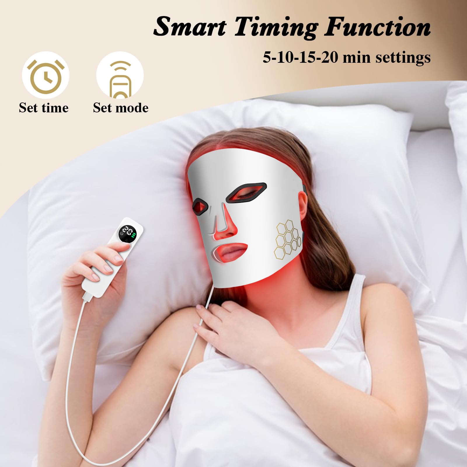 ハローフェイスLEDフェイスマスクライトセラピー赤、青、赤外 - Red Light Therapy Mask Near Infrared のレビューと価格