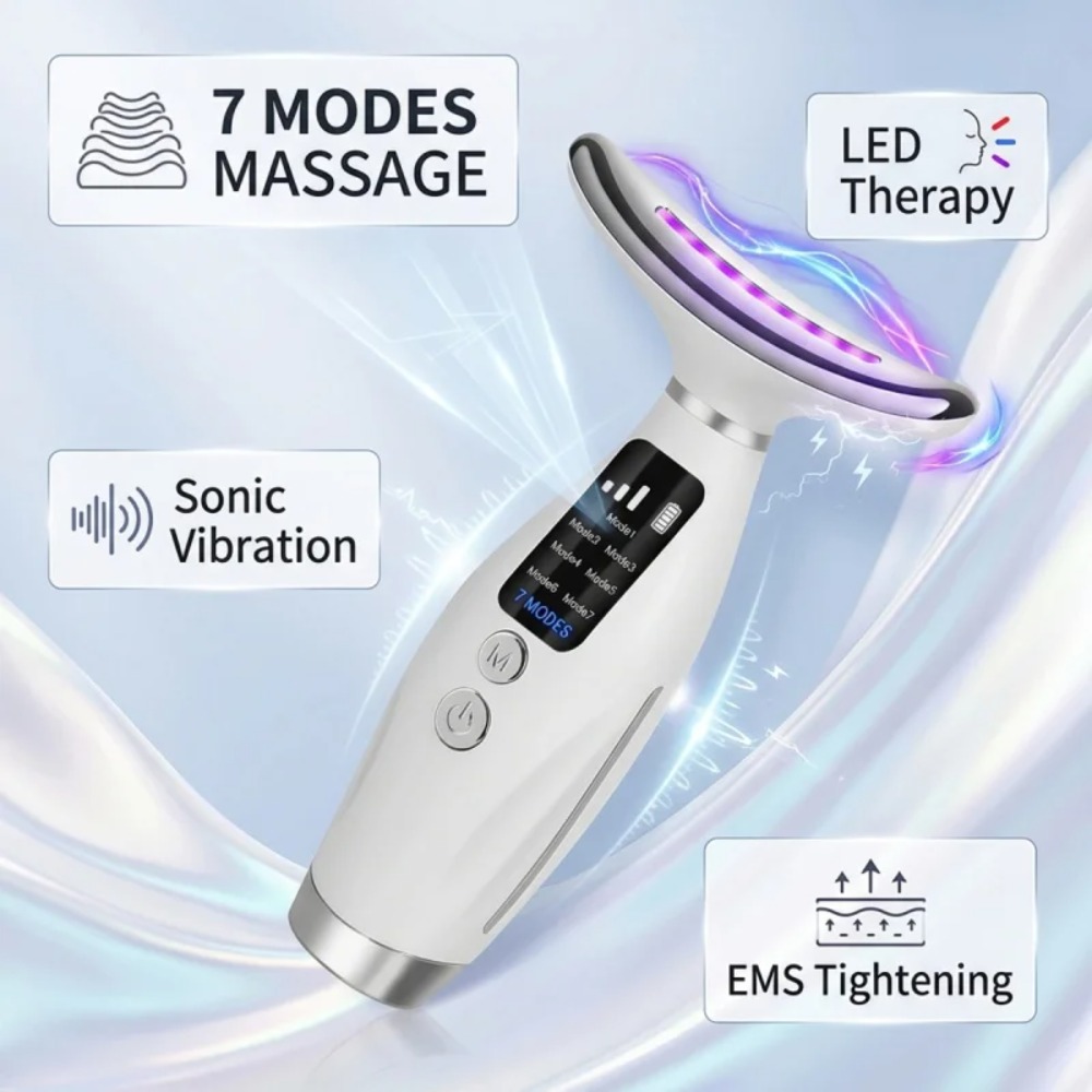 ネックフェイスリフティングマッサージャー 7 色ライト LE - Photon Light Therapy Device Skin のレビューと価格