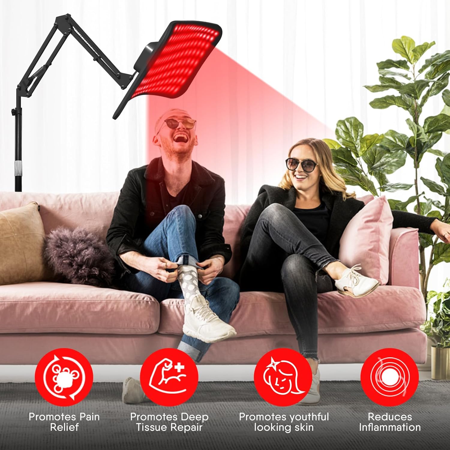 赤色光療法パネル、調整可能なスタンド付き、デュアルチップ66 - Red Light Therapy Panel 660 850 のレビューと価格