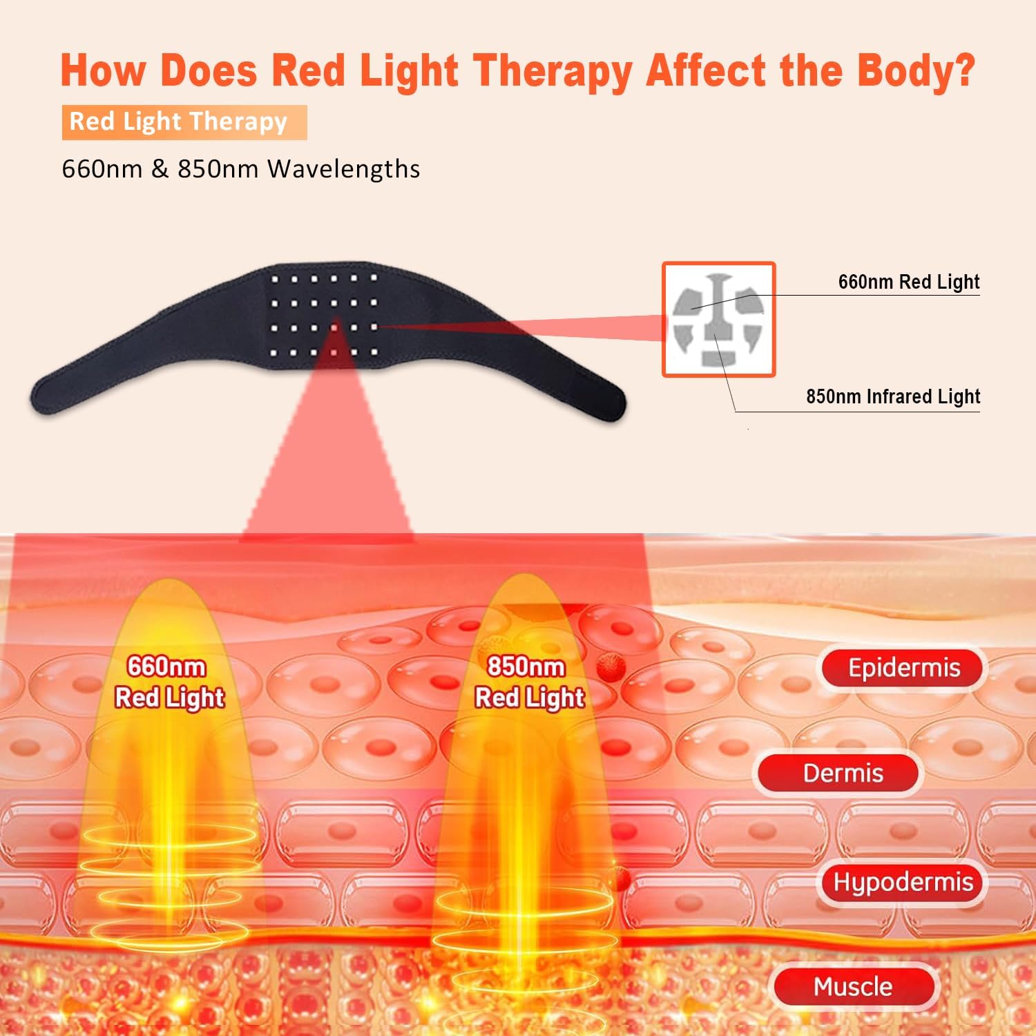 660nm赤色光赤外線850nm治療ベルトネック24個ビーズ - Red Light Therapy Panel 660 850 のレビューと価格