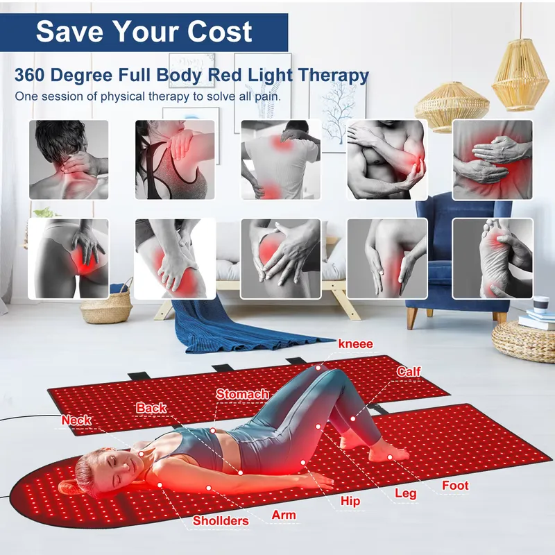 EMFなしカスタムロゴ入り全身ライトLEDマット赤色LED赤 - Led Light Therapy Bed Full Body のレビューと価格