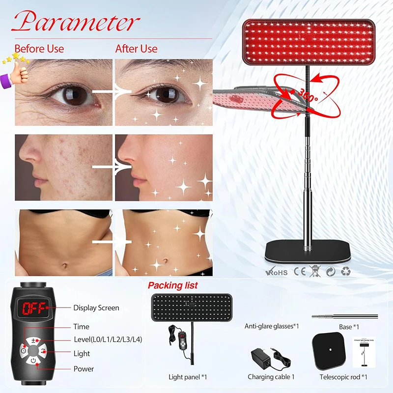 近赤外線ライトパネル 660nm 850nm 赤色光ランプ  - Red Light Therapy Panel 660 850 のレビューと価格