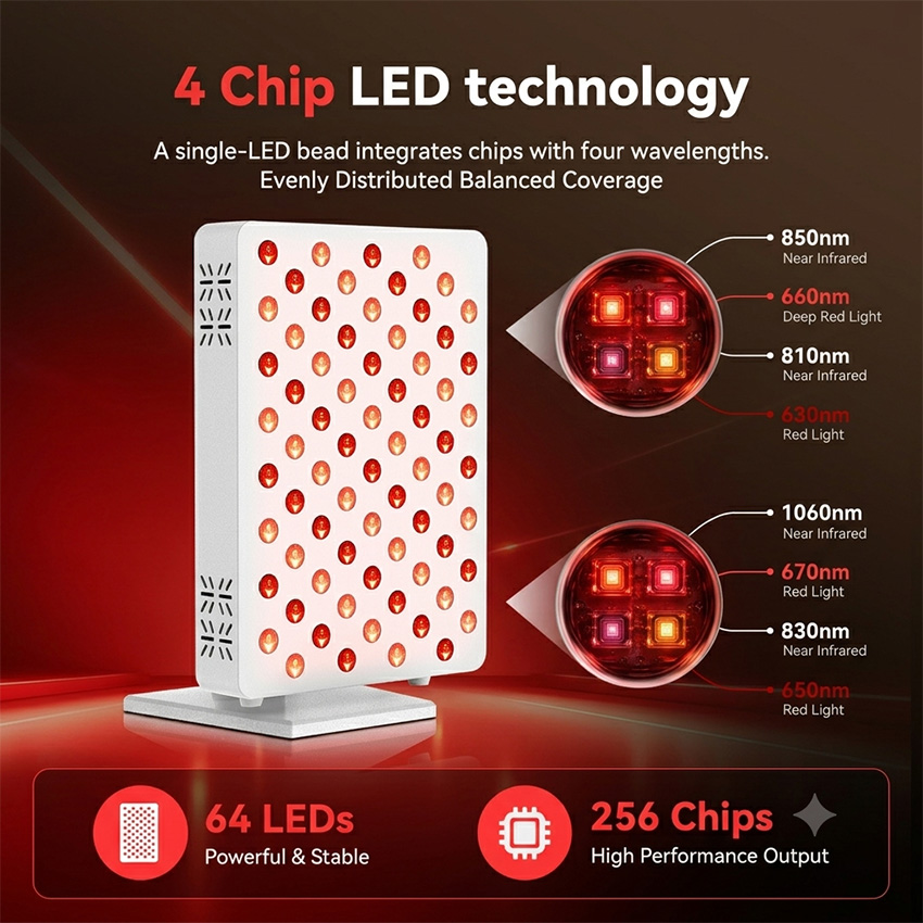 64 LED赤色光療法パネル 200W 630 660 81 - Red Light Therapy Panel 660 850 のレビューと価格